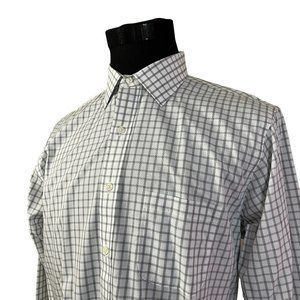 Brooks Brothers Men's Regent White Black Check Long Sleeve Button Front Shirt 16